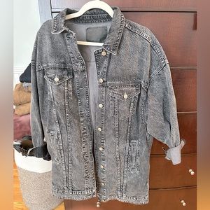 Offline By Aerie Oversized Boyfriend Jean Jacket in True Black